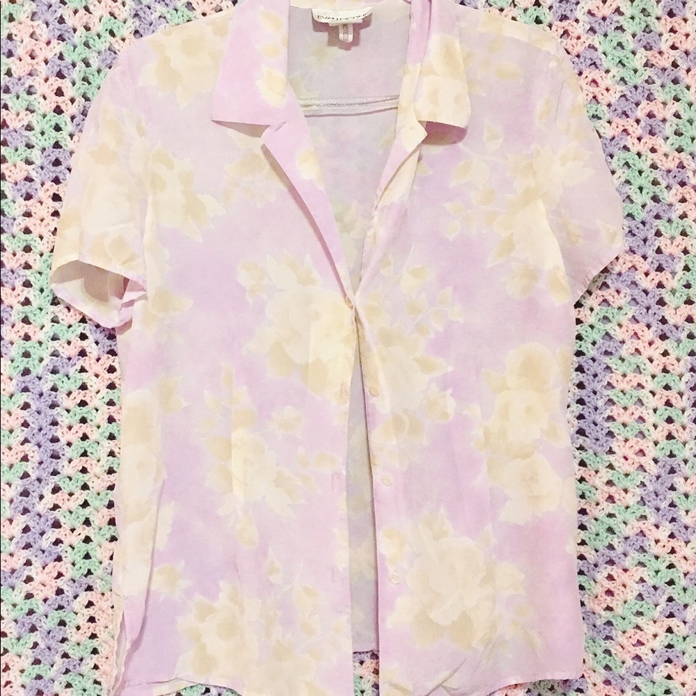 Vintage 90s Floral Silk Shirt